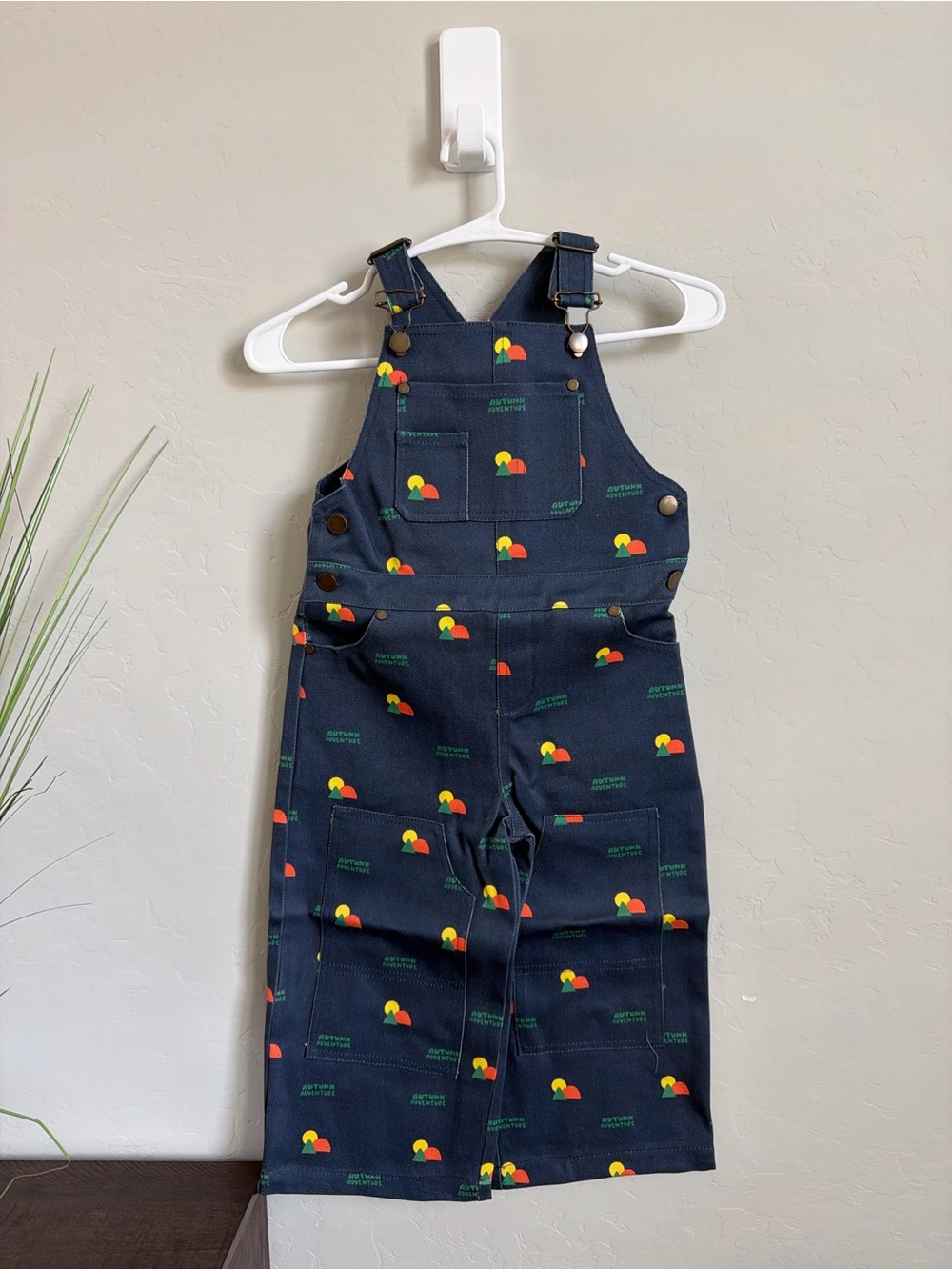 The Sunday Collective Boutique Toddler Overalls 3Y Blue Autumn Adventure
